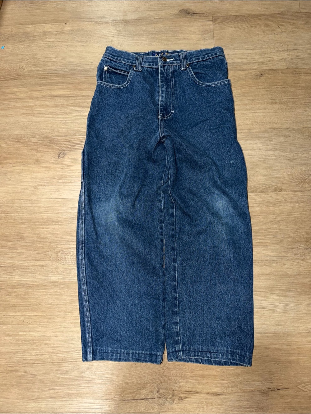 High-Rise Dark Blue Wide Leg Jeans — Classic Flare Style